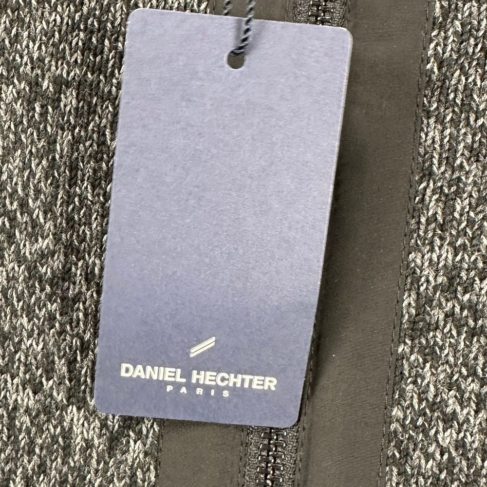 Daniel Hechter Full Zip Sweater Men XL Grey Black Knit Mock Neck Long Sleeve NEW